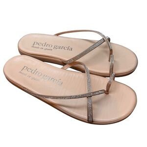 Pedro Garcia Swarovski crystal sandals flat shoes Rose Gold size US 7 EU37 NEW